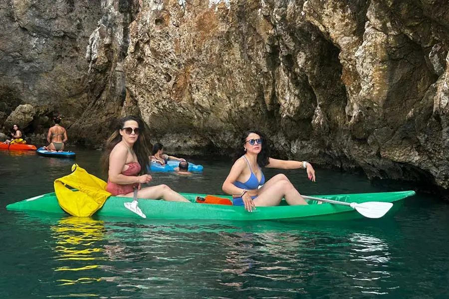 Cirali kayak tour - kayak in front of sea cave
